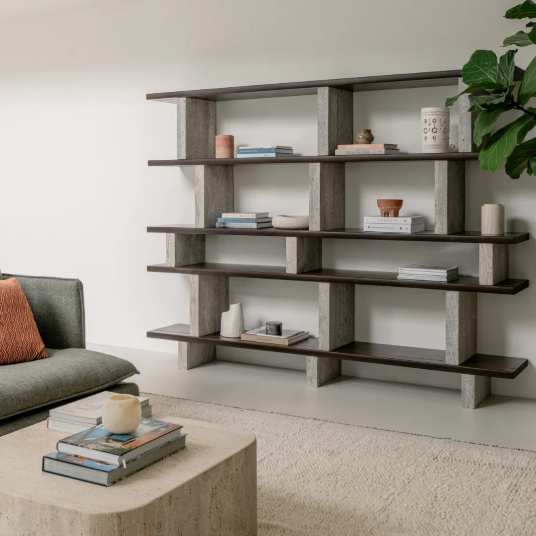 Marbe Store Rack Rack Merpins Travertine Marble Shelf Unit – RIS Store KSA